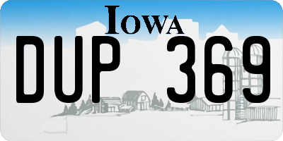 IA license plate DUP369