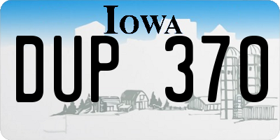 IA license plate DUP370