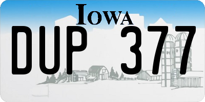 IA license plate DUP377