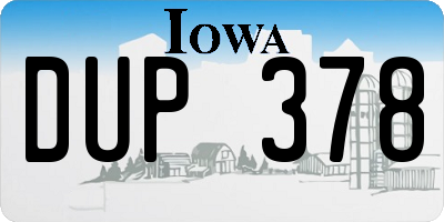 IA license plate DUP378