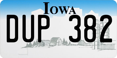 IA license plate DUP382