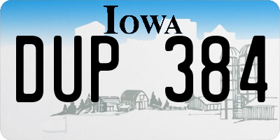 IA license plate DUP384