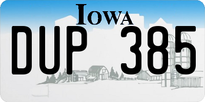 IA license plate DUP385