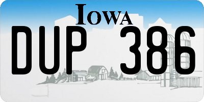 IA license plate DUP386