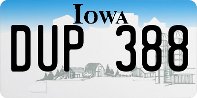 IA license plate DUP388