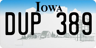 IA license plate DUP389