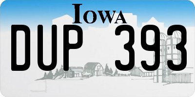 IA license plate DUP393