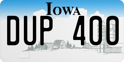 IA license plate DUP400