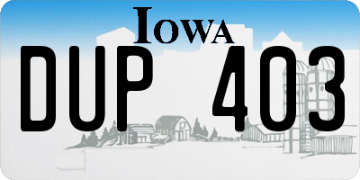 IA license plate DUP403
