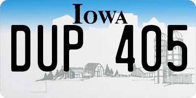 IA license plate DUP405