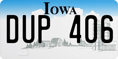 IA license plate DUP406