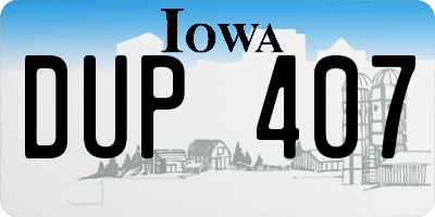 IA license plate DUP407