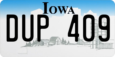 IA license plate DUP409