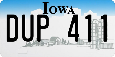 IA license plate DUP411