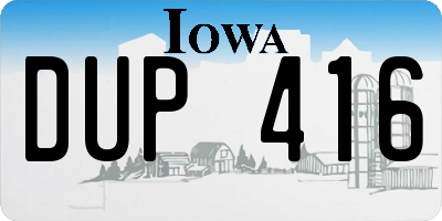 IA license plate DUP416