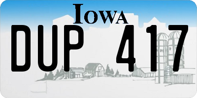 IA license plate DUP417