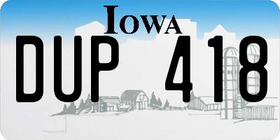 IA license plate DUP418