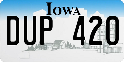 IA license plate DUP420