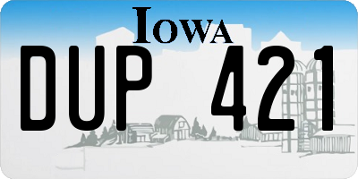 IA license plate DUP421