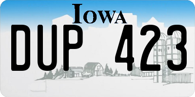 IA license plate DUP423