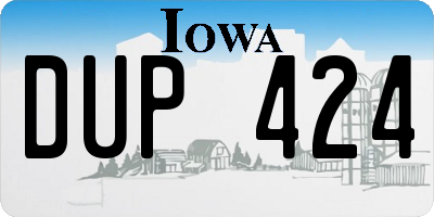 IA license plate DUP424