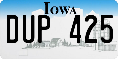 IA license plate DUP425