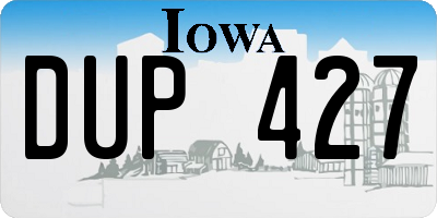 IA license plate DUP427