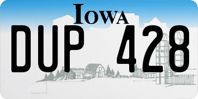 IA license plate DUP428