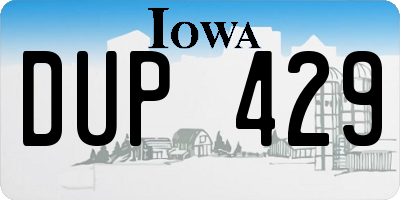 IA license plate DUP429