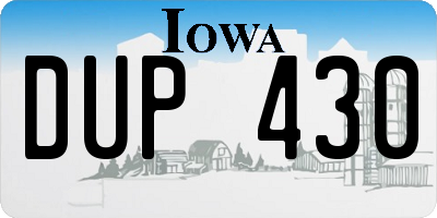 IA license plate DUP430