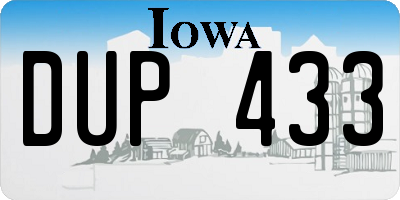 IA license plate DUP433