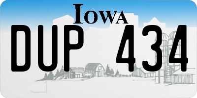 IA license plate DUP434