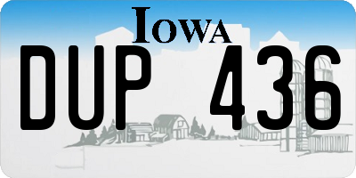 IA license plate DUP436