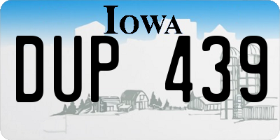 IA license plate DUP439