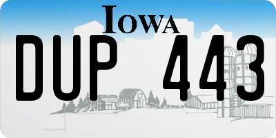 IA license plate DUP443