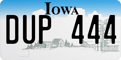 IA license plate DUP444