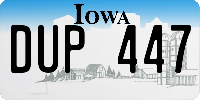IA license plate DUP447