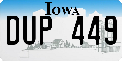 IA license plate DUP449