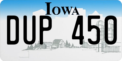 IA license plate DUP450