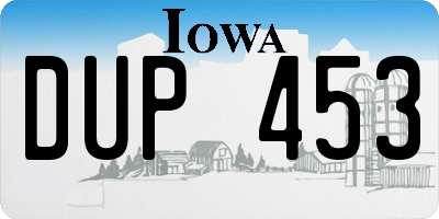 IA license plate DUP453