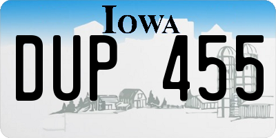 IA license plate DUP455