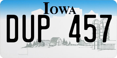 IA license plate DUP457