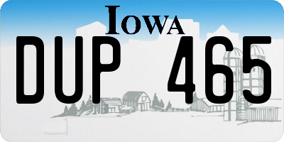 IA license plate DUP465