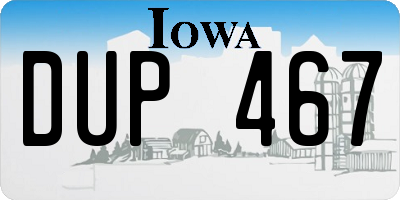 IA license plate DUP467