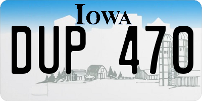 IA license plate DUP470