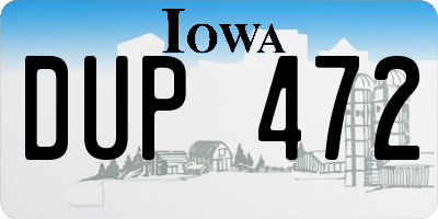 IA license plate DUP472