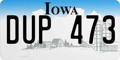 IA license plate DUP473