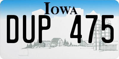 IA license plate DUP475
