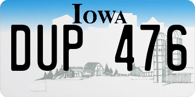 IA license plate DUP476