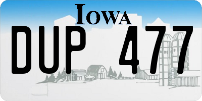 IA license plate DUP477